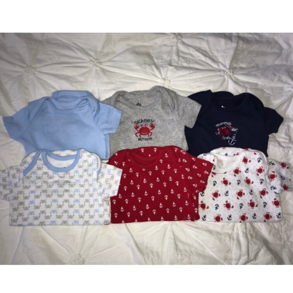 Six 0-3 months Boy Onsies